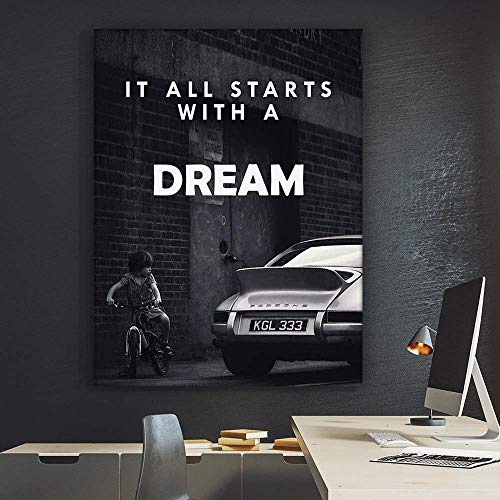 It All Starts With A Dream Motivational Wall Art Canvas Print, Office Decor, Inspiring Framed