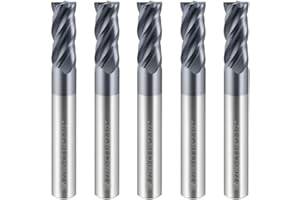 ZZBD-CT Carbide Square End Mills-4 Flute TiALSiN Coated,for Milling Alloy Steels, Hardened Steel, Metal etc.5 Pcs 1/4 inch