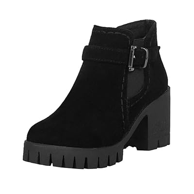 Women's Mid-Heeled Velvet Ankle Boots with Belt Lebanon Ubuy