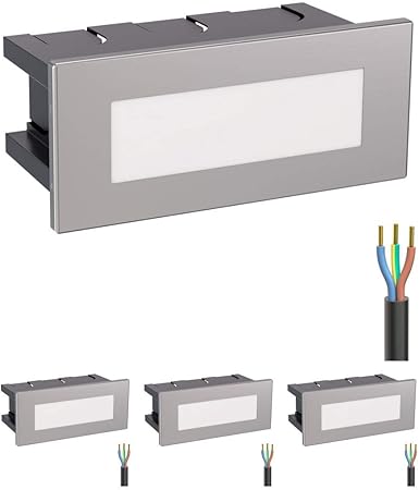 ledscom.de LED Treppen-Licht Treppenbeleuchtung, eckig, 12,3x5,3cm