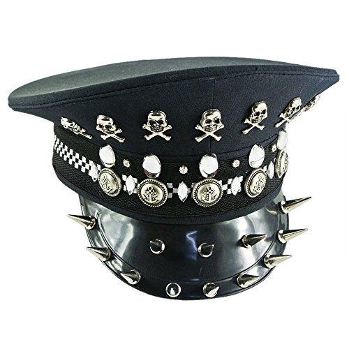 NAVA Hell's Police Hat Halloween Gothic Punk Stage Parade Drag Queen Sexy Headgear