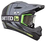 Demon Podium Full Face Mountain Bike Helmet Black with Black Supra Goggle (Large), Black/Green