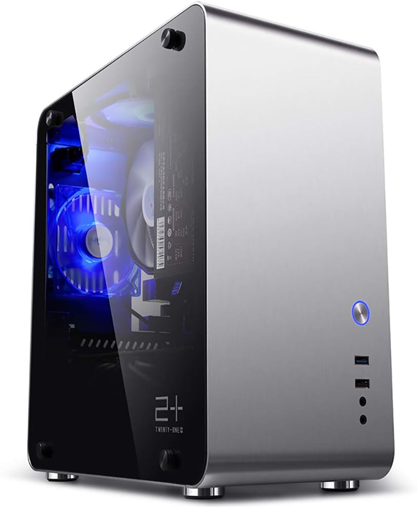 GOLDEN FIELD M3S ITX Mini Computer PC Case with Tempered Glass Side Windows Aluminium Silver