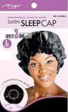 Black, Breathable Satin Fabric, Sleeping Cap, Breathable and Comfortable, Elastic Band, Large Size 20