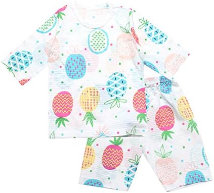 OllCHAENGi Toddler Kids Boys Girls Cotton Pajama Set 3/4 Sleeve 18M-12Y Pineapple (110(4T-5T))