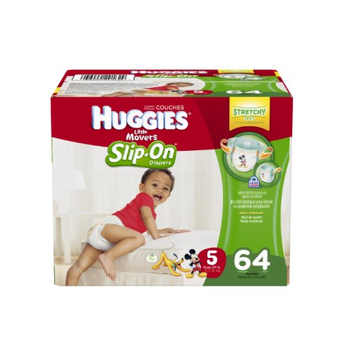 HUGGIES Little Movers Slip On Diaper Pants, Size 5, 64 Count