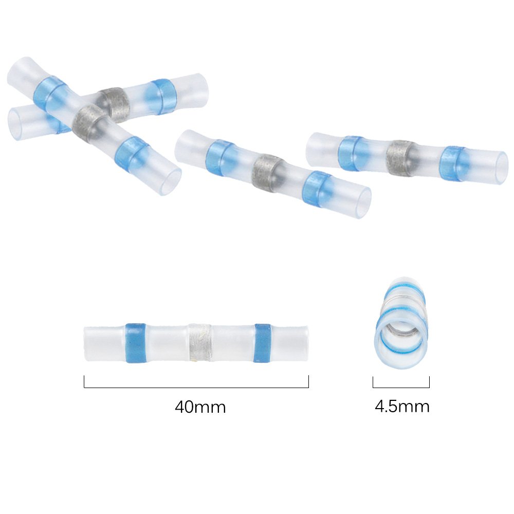 HUICAO 50pcs Solder Seal Wire Connectors Heat Shrink Butt Connectors