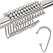 Amazer Shower Curtain Hooks, Metal Shower Curtain Rings Hooks for Bathroom Shower Rods Curtains, Polished Nickel, Set of 12