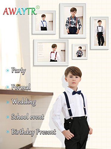 Kids Boys Girls Suspenders Strong Clips With Bow tie Set (Black Polka dot)