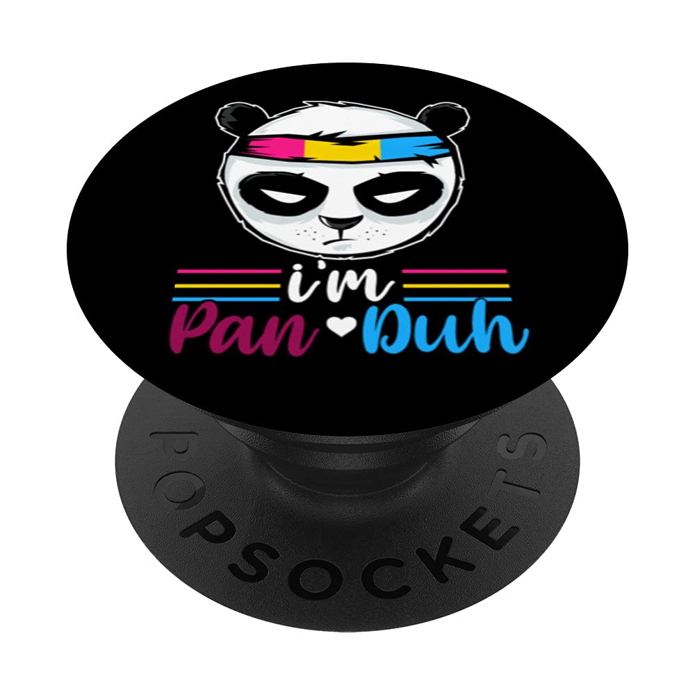 Im Pan Duh Cute Animal Panda Pan Flag Queer LGBT Pansexual PopSockets Swappable PopGrip