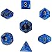 Polyhedral 7-Die Vortex Dice Set - Blue with Gold