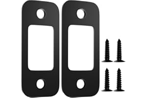 QUADAFY 2 Pack Deadbolt Strike Plate Door Backplate, 1" x 2 1/4" Round Corner Deadbolt Strike Plate, Door Strike Plate (Matte Black)