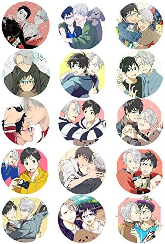 YOYOSHome Anime Yuri On Ice Cosplay Badge Pins Button Characters 15 PCS Accessories