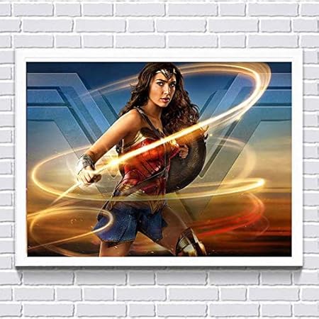 Amazon Com 5d Diy Diamond Painting Wonder Woman Cross Stitch Full Round Square Diamond Embroidery Kit Mosaic Home Decor Gift 30x20cm Arts Crafts Sewing