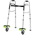 OasisSpace Walkers for Senior, Folding Walker with 5" 360° Wheels, Tri-Fold Design, Narrow and Lightweight, Supports up to 300 lbs for Seniors, Adult, and Disabled