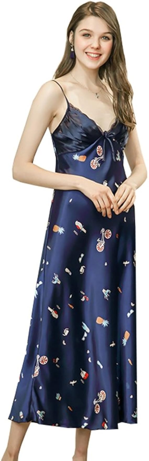 Amazon テンカ レディースパジャマ シルク ワンピース キャミソール 春夏 セクシー 可愛い ルームウェア ネグリジェ ガウン ナイトウェア パジャマ ルームウェアセット 通販