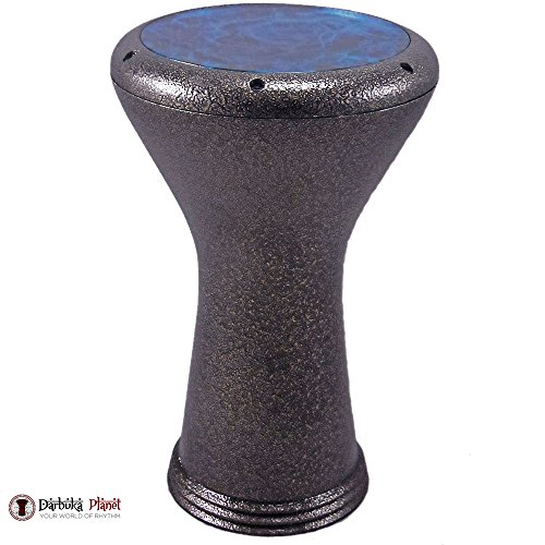 17" Percussion"Gawharet El" Fan Pro Metal Darbuka Drum Doumbek (Gold Metal + Remo Turquoise Head)