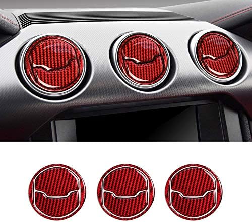 Carbon Fiber Dashboard Central Air Outlet Conditioning Vent Sticker,Red