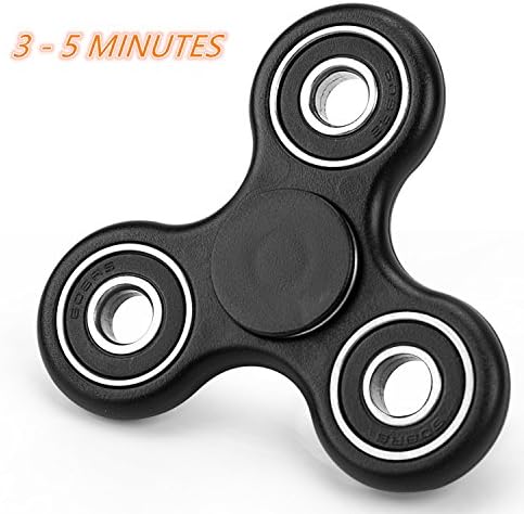 Tri Fidget Hand Toy Spinner by USTONG,3-5 minutes Rotation, Stress Reducer Ultra Durable High Speed Ceramic Bearing Finger Toy- Perfect for Anxiety, Adult Children, Office Desk Gadget (Black)