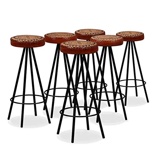 vidaXL Akazie Massiv Barset 7-TLG. Echtleder Canvas Bartisch Tresen Barhocker – Bild 8