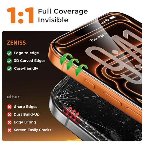 NeverBreak 9H+ Hardness for iPhone 17 Pro Max Screen Protector 12FT Military Grade Protection (Scratch, Shatter, Drop Resistance) Tempered Glass Full Edge Coverage 6.9", 2 Pack with De-Bubble Card