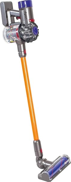 CASDON DYSON CORDLESS VACUUM INTERACTIVE & OFFICIALLY LICENSED TOY DYSON VACUUM FOR CHILDREN AGED 3+ REALISTIC ROLE-PLAY FUN, PURPLE AND ORANGE