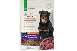 ULTIMATE PET NUTRITION Nutra Complete Raw Freeze Dried Dog Food, Veterinarian Formulated with Antioxidants, Prebiotics & Amino Acids (1 Pound, Pork)