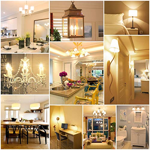 E12 Candelabra LED Bulbs 60W Equivalent, 3000K Warm White, 600 Lumens, 6W LED Chandelier Bulbs Candelabra Base, Non-Dimmable, Pack of 12