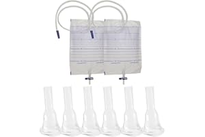 YEYSXSY 6 Pcs External Catheter for Men Self Adhering Style Silica Gel Condom Catheter 2 Pcs 2000ml Urine Bags（25mm)