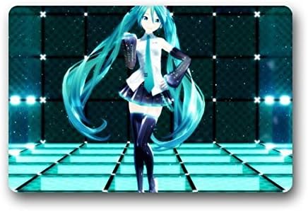 Custom Machine-washable Door Mat Japanese Anime Hatsune Miku Indoor/Outdoor Doormat 23.6(L) x 15.7(W)