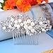 EVER FAITH Wedding Leaf Decorative Ivory Color Simulated Pearl Hair Side Comb Clear Austrian Crystal