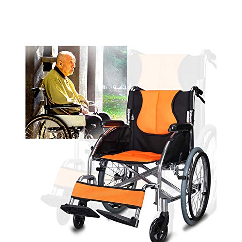 Portable Light Weight Wheelchair Foldable Transport Chair Airplane Comfortable Detachable for Elderly Disabled Adult People, Double Storage Bag (20 inch Tire) - Thumbnail 5