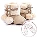LIVEBOX Infant Toddlers Baby Girls' Soft Sole Anti-Slip Bow Mid Calf Warm Winter Pom Pom Prewalker Snow Boots With Free Gift Socks (M: 6~12 months, Beige)