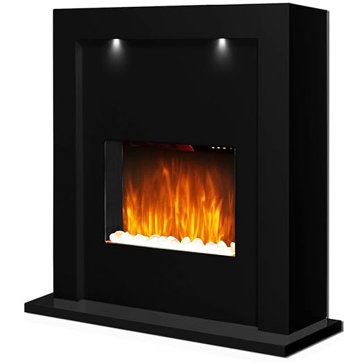 Black Electric Fire Surround Fireplace Mantelpiece Free Standing Led