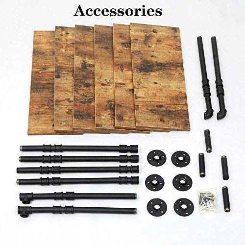 ZIOTHUM 6Tier Industrial Pipe Shelves Shelf Shelving Rustic Wood Metal