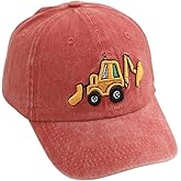 AMIYAN Toddler Baseball Cap Embroidery Excavator Adjustable Cotton Washed Vintage Cowboy Hat for Boys Girls Age 2-8