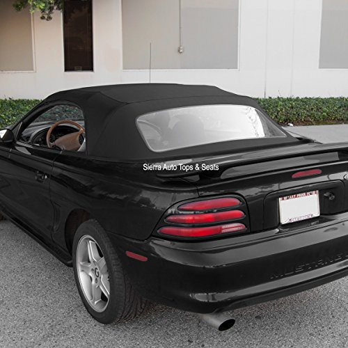 Sierra Auto Tops Convertible Soft Top Replacement, compatible with Ford Mustang 1994-2004, w/Plastic Window, Sailcloth Vinyl, Black