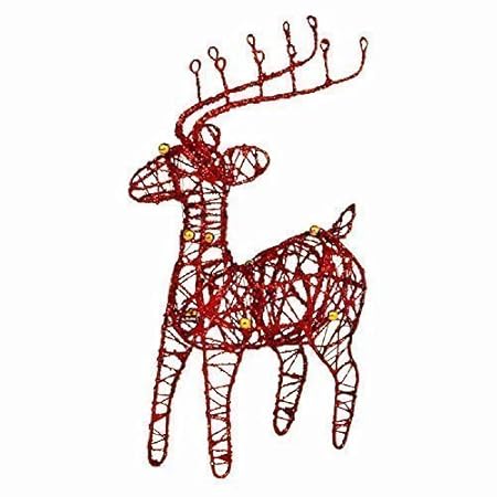 2x Christmas Glittered Wire Decoration Ornament Reindeer Or