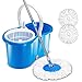 Hapinnex Easy Spin 360° Press Mop Bucket Set - Push & Pull Rotation - Liquid Drain Hole - Easy Wring with Reusable Mop Heads - Non Pedal