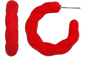 RUOFFETA Twisted Rope Round Hoop Earrings, Lightweight C Shape Candy Earrings for Women Girls