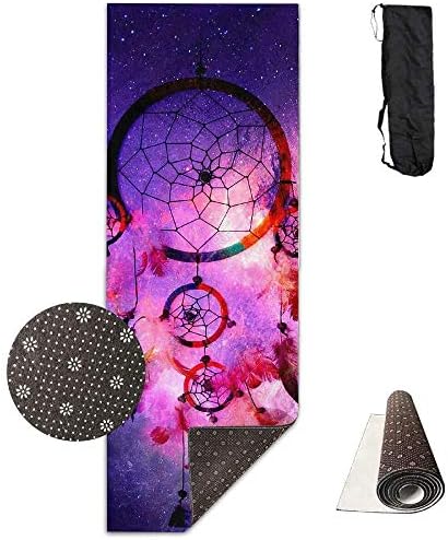 Roue Non Slip Yoga Mat Fan Pattern Premium Printed 24 X 71 Inches Great For Exercise Pilates Gymnastics Carrying Strap
