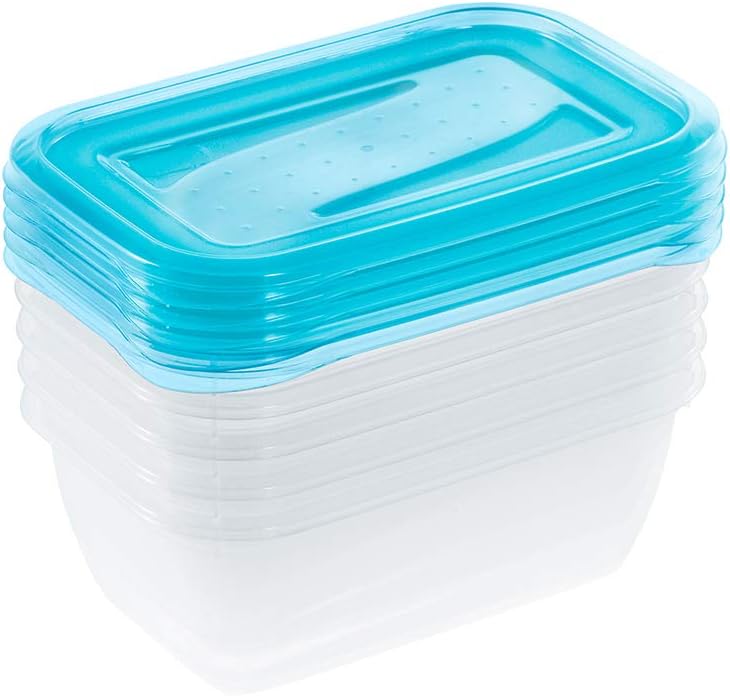 keeeper Food Storage Containers, Set of 5.5 x 500 ml, 15.5 x 10,5 x 6 cm, Fredo Fresh, Transparent Blue, Blue/Transparent, Rectangular - Image 3