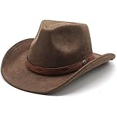 Universal Cowboy Hat for Men and Women,Wide Brim Suede Panama Hat, Adjustable Design, Soft Lightweight, Fit for Daily Wear Brown