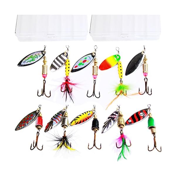 10pcs-Fishing-Lure-Spinnerbait-Bass-Trout-Salmon-Hard-Metal-Spinner-baits-kit-with-2-Tackle-Boxes-by-Tbuymax