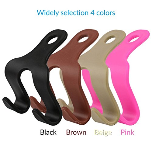 2 Sets Car SUV Headrest Hanger With Double Hooks XL For Back Seat - Great Hanger For Purse, Grocery Bags And Clothes - Convenient Universal Vehicle Storage Organizer – Max. Load 16 Lbs (Black)