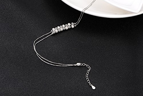 Glittel-Cavigliere-doppia-catena-a-piedi-nudi-donna-di-argento-sterling-925-Modello-Classico-di-pallasandalo-regolabile-da-205-26cm-confezione-regalo