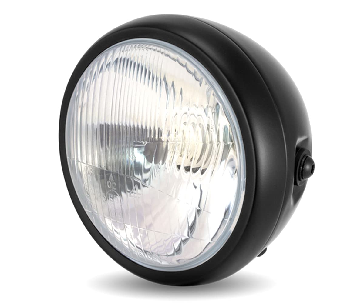 Alchemy Parts 6 inch Street Motorcycle Headlight Headlamp in Matt Black for Small and Medium Capacity Project Cafe Racer Motorbikes