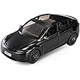 1/24 Model Y Toy Car, Alloy Diecast with Light, Pull Back & Big Size, Perfect for Kids & Adults, Birthday Gift (Black)