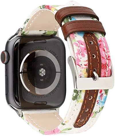 HULUCKY Compatible with Apple Watch Band 38mm Women, Floral Pattern PU Leather Wristband Replacement for Apple Watch Strap Bracelet for iWatch 38mm Series 3 2 and Series 1