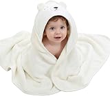 HiABsee Baby Towels with Hood Ultra Soft 80x80cm White Bear Animal Design